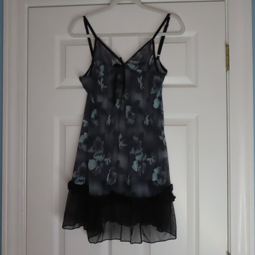 Nightie Dark Romantic Babydoll Coquette Sheer Floral Mesh Fairy Whimsigoth Large